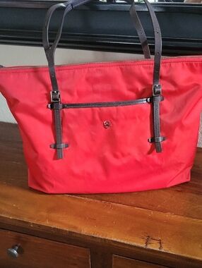 Victorinox Victoria Charisma Red Tote with Dark Brown Strap Details
